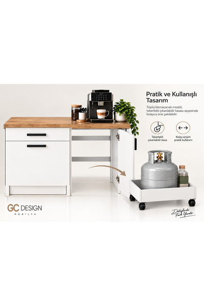 Tdesigno Tedy 1 Çekmeceli Mutfak Alt Modül-Tüp Dolabı-Damacana Dolabı-Çok Ama...