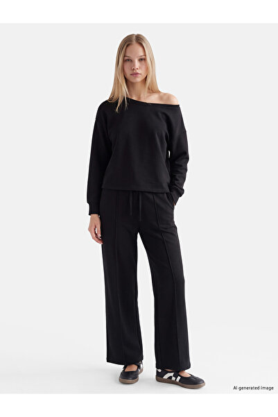LC Waikiki Vizyon New Season Black Soft Touch Women's Sweatpants
