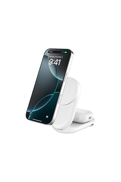 Belkin 25W 2in1 Oval Katlanabilir Şarj Standı Beyaz