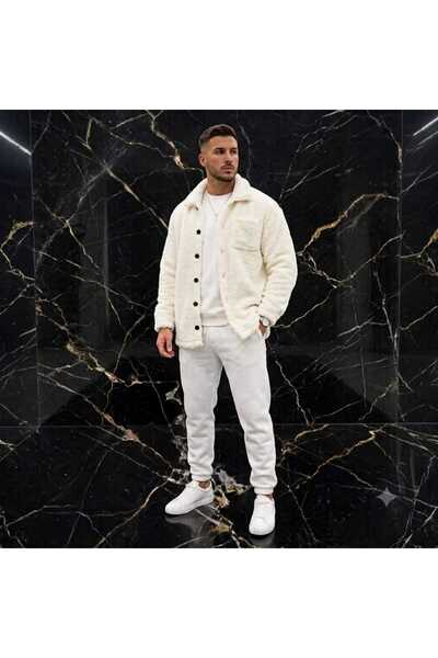 Jack & Noah Men's Plush Shirt Sweatshirt Tracksuit 3-Piece Set