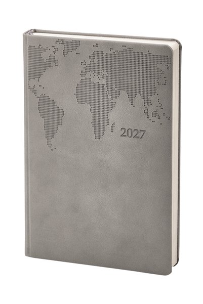 HalkKitabevi 2027 Termoderi Dünya Haritası Desenli Ajanda - Gri 378