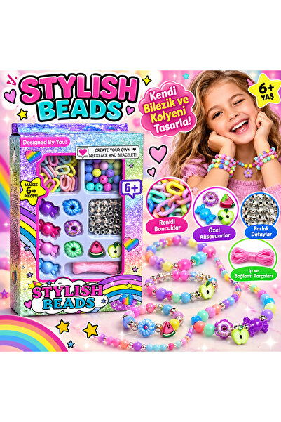 TRUST STORE Stylish Beads Bilezik ve Kolye Yapım Seti Renkli Boncuklu Takı Ta...