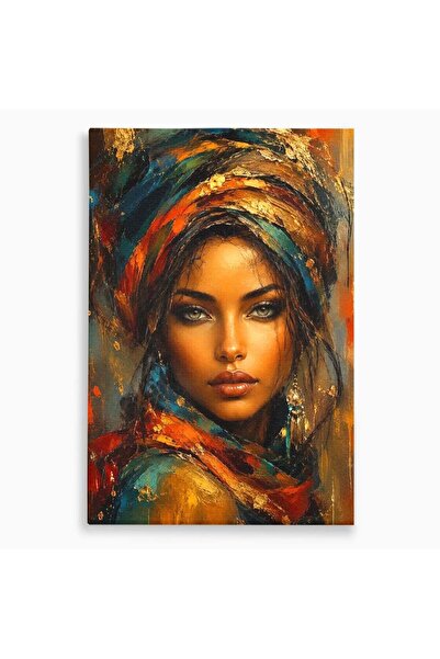 Luxcanva Tablou Canvas Privire de Safir 40x60 cm pe Sasiu Lemn Femeie Orient ...