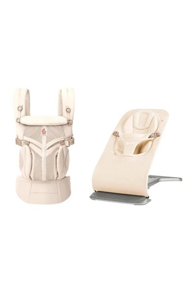 Ergobaby Bouncer & Taşıyıcı Seti | Evolve Mesh Cream & Omni Classic Mesh Natural Beige