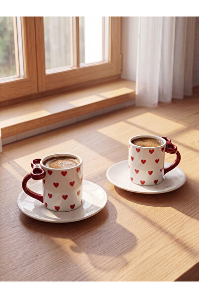 LC Waikiki Quality Pieces from Çelebi Store Heart Embroidered Coffee Cup Set