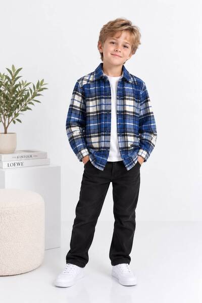 Merdia Kids Ekose Desenli Önü Düğmeli Erkek Çocuk Oduncu Gömleği