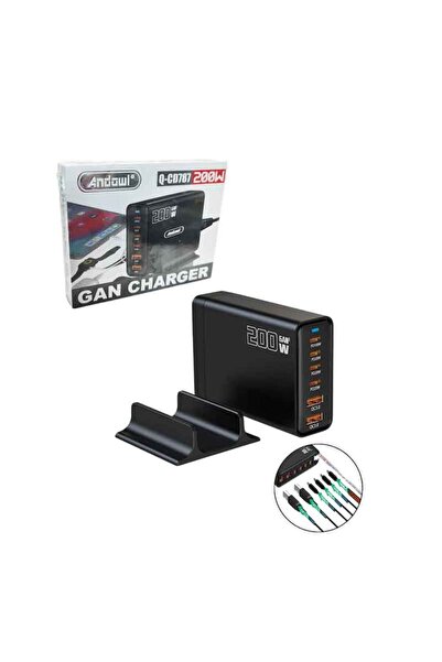 OEM Andowl Βάση Φόρτισης GaN με 2 Θύρες USB-A και 4 Θύρες USB-C 200W Power De...