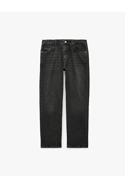 Koton Cotton Pocketed Vintage Straight Fit Jean Trousers