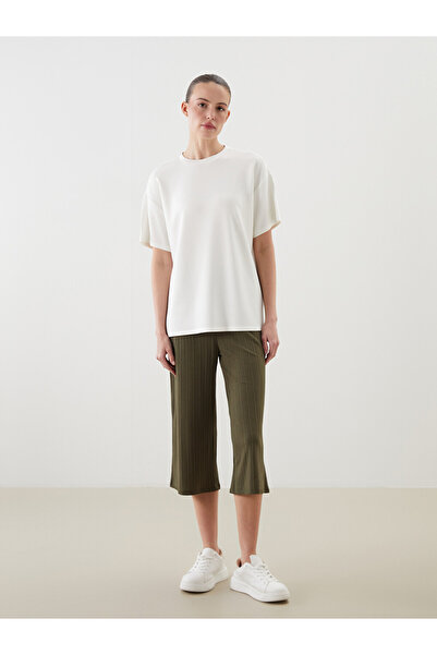 LC Waikiki Vizyon New Season Khaki Women's Flat Capri with Elastic Waist