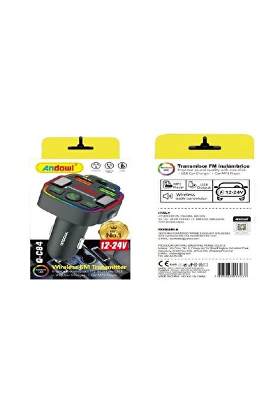 OEM Andowl Πομπός Αυτοκινήτου Φορτιστής FM Transmitter 12-24v Q-C84 – Car FM ...