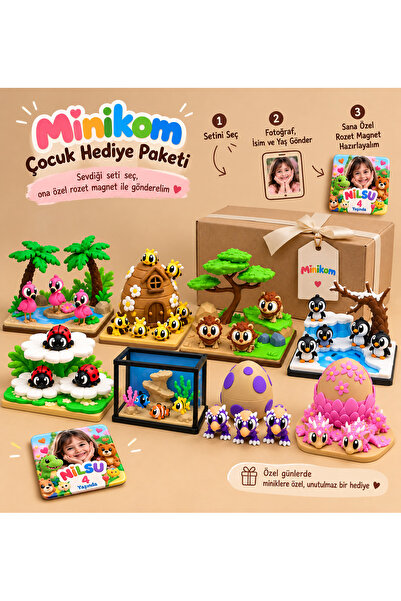 MİNİKOM`S Minikom Çocuk Hediye Paketi - Özel Fotoğraflı Magnet Rozet