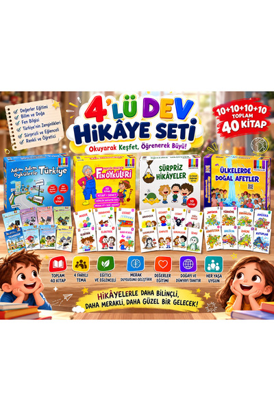 Öykü Yayıncılık 4’lü Dev Hikâye Seti – 40 Kitap | Adım Adım Öykülerle Türkiye...