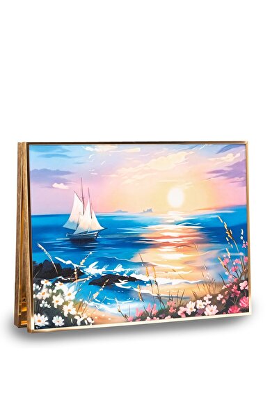 OEM Capac decorativ pentru tablou electric, cu ramă din aluminiu auriu și pictură decorativă, 40 × 30 × 3 cm