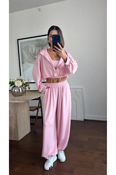 ALVOR Modal Fabric Hooded Crop 3-Piece Set