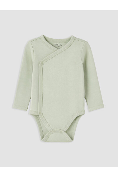 LC Waikiki Nevavm Lcw Baby Green Baby Boy Snap Fastener Bodysuit with a Diffe...