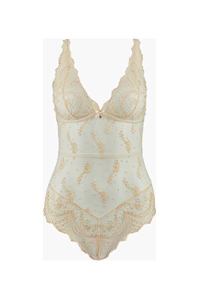 Aubade Écrin Noir Body, Graphic Patterned, Stoned, Gold Detailed, Lace Back, ...