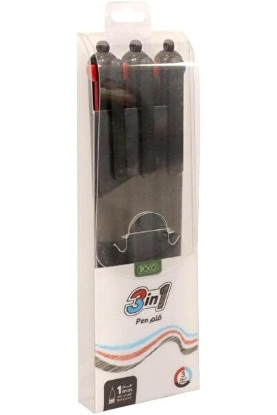 Roco 3-in-1 Assorted Colors 1 mm Ballpoint Multi-Function Ink Pen 3-Pieces Set