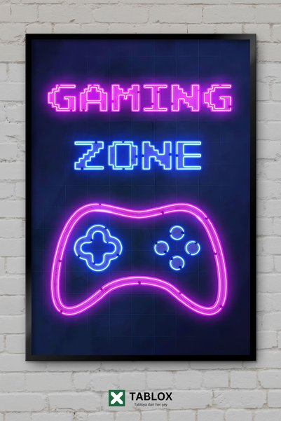 tablomaxtbx Igra Igrač Igra Neon Svetlo Umjetnički Poster Uramljen Dekorativn...