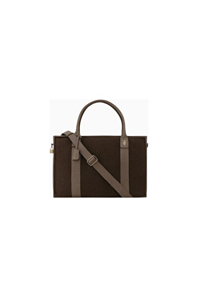 MONTROI Large Leather-Cotton Tote Bag, Large Capacity and Adjustable Handle