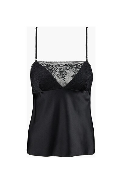 Aubade Midnight Whisper Thin Strap Top, Flowing Silk, Elegant Lace Detail