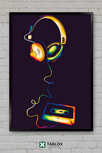 tablomaxtbx Slušalice, pop art muzički poster, ukrasna MDF slika u ramu