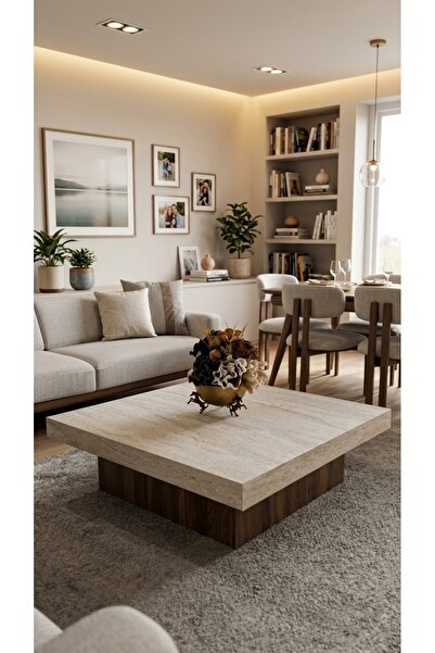 BUBBA HOME Modern Trave Wood Orta Sehpa 110*110 Cm