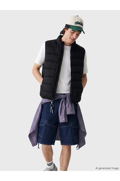 LC Waikiki Xside Black Slim Fit Stand Collar Men's Puffer Vest