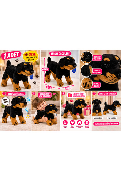 TRUST STORE Sesli Peluş Köpek 40 CM Havlayan Gerçekçi Sevimli Köpek Oyuncak