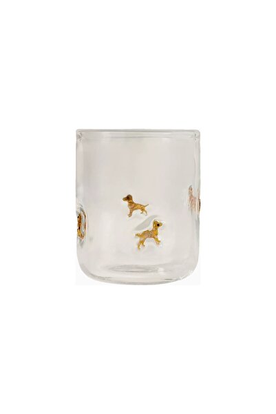 Anthropologie The Icon Dog Edition Handmade Bead Detailed Glass Cup - Pointer