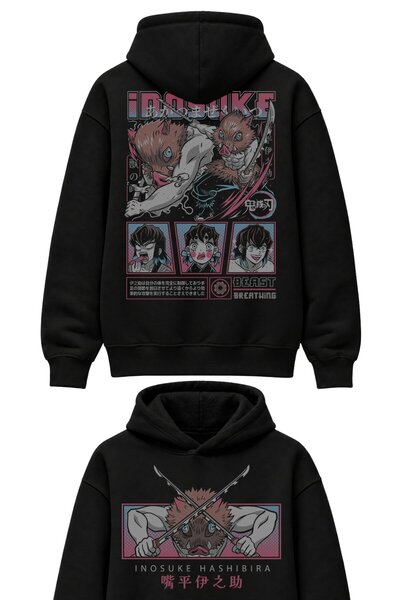 Fuddy Moda Unisex Oversize Φούτερ με κουκούλα με στάμπα στην πλάτη του χαρακτ...