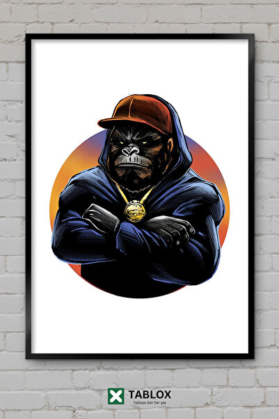 tablomaxtbx Hip Hop Monkey Monkey Rap Music Διασκεδαστική αφίσα με κορνίζα Δι...