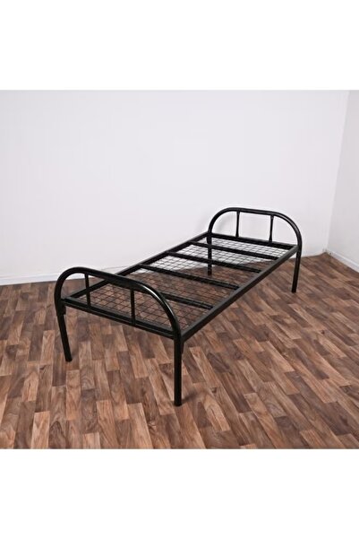 Generic إطار سرير حديدي اقتصادي للفرد، 90 × 190 × 60 سم، MS_BED_MTL_0008، أسود