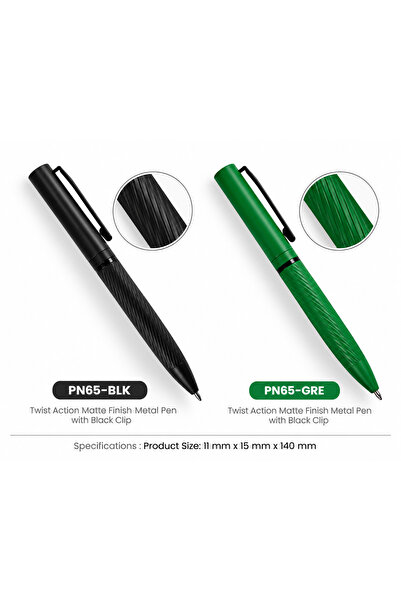 Generic 2pcs Customized Metal Pens – Twist Action, Matte Finish & Black Clip