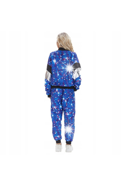 NO BRAND Costum albastru retro, trening anii '70 '80, costum disco, costum fa...
