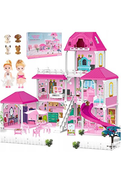MalPlay Vilă mare tip casă de păpuși, mobilier extensibil, figurine, câine, t...