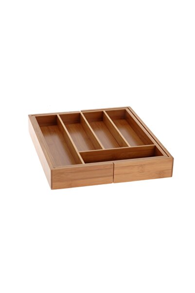 Excellent Houseware Tavă extensibilă din bambus pentru tacâmuri, inserție pen...