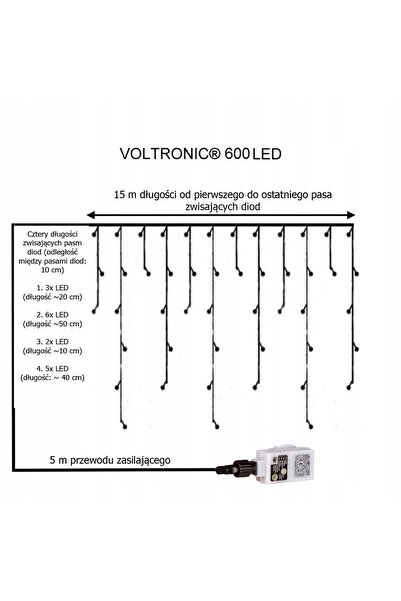 VOLTRONİC Perdea luminoasă suspendată tip sanie, 600 LED-uri, pentru grădină ...