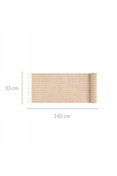 4LIVING Traversă de masă decorativă din iută, 33 x 140 cm, bej, cu dungi și f...