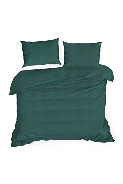 Eurofirany Lenjerie de pat din bumbac satinat 180 x 200 Culoare uni 3 piese N...
