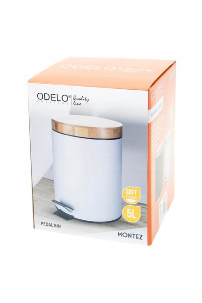 Odelo Coș de gunoi mic pentru baie și bucătărie, din bambus alb, 5L