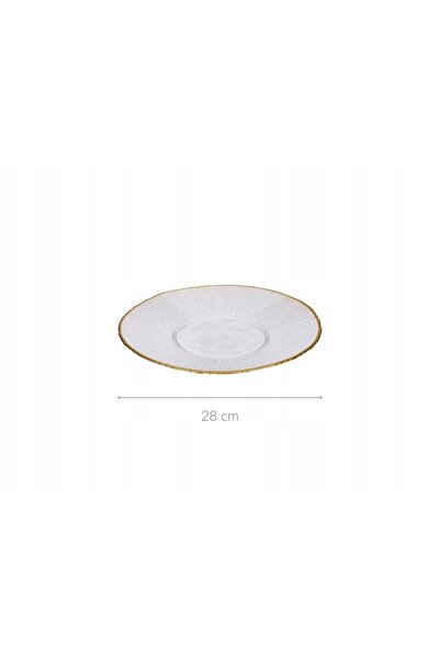Home Styling Collection Farfurie plată din sticlă, aurie, decorativă, pentru ...