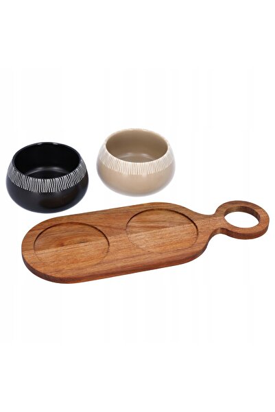 NO BRAND SOSJERKA set de 2 recipiente pentru sosuri și dip-uri cu platou de s...