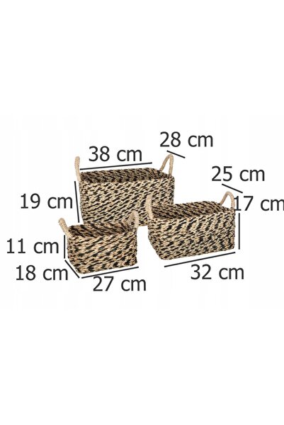 Atmosphera Coșuri din iarbă de mare cu mânere, stil boho, 3 bucăți