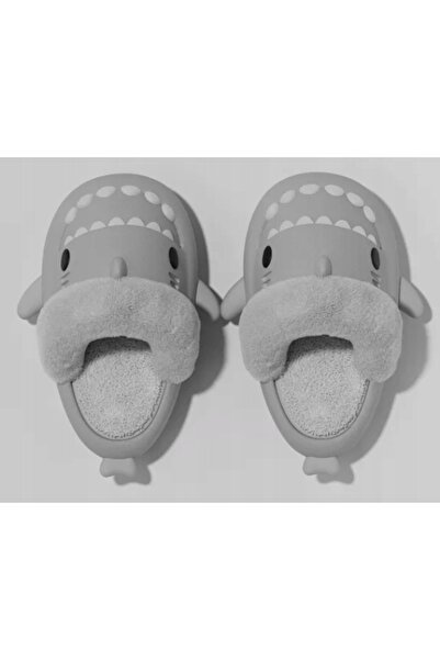 NO BRAND Papuci de casă plușati, model rechin, Laczki Shark, 44-45, de iarnă,...