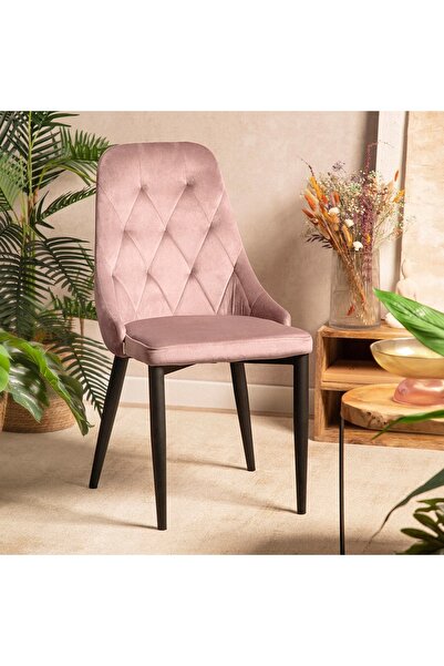Homla Scaun LOUIS QUILTER tapițat catifea roz LOFT 46,5x58x88