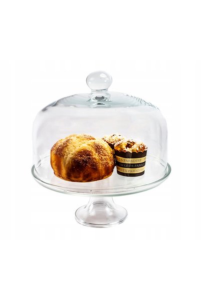 EDWANEX Platou de tort din sticlă cu cupolă, în set, 30 cm