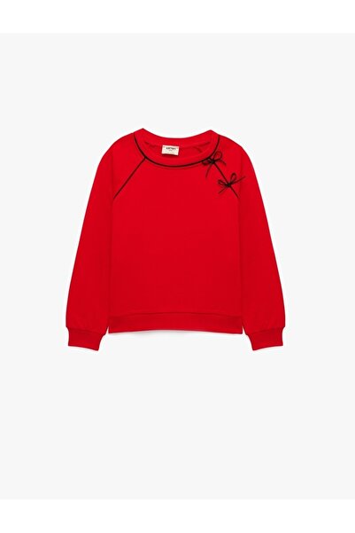 Koton Bow Detailed Long Sleeve Crew Neck Ribbed Sweatshirt