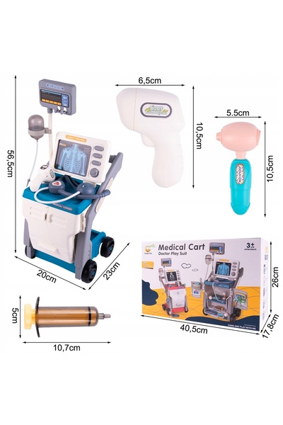 MalPlay SET MEDICAL MARE CU EKG ȘI ACCESORII PE CĂRUCIOR – MICUL DOCTOR, MEDI...