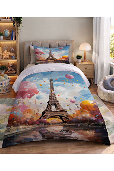 Şen Dekorasyon Paris Eifel Model Single Duvet Cover Set