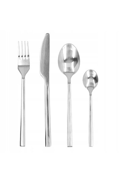 NO BRAND SET DE TACÂMURI din oțel argintiu pentru 4 persoane, set complet pen...